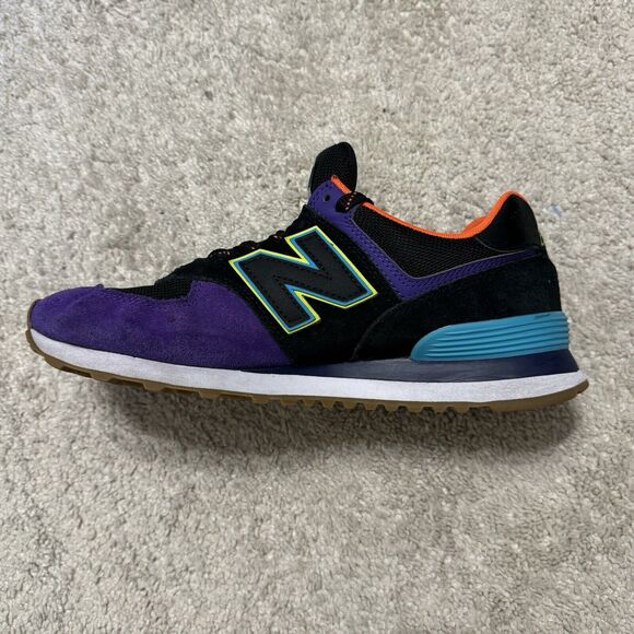 New Balance 574 Men’s Size 9 Black Purple Orange Blue Custom ML574PT2 - Picture 7 of 16